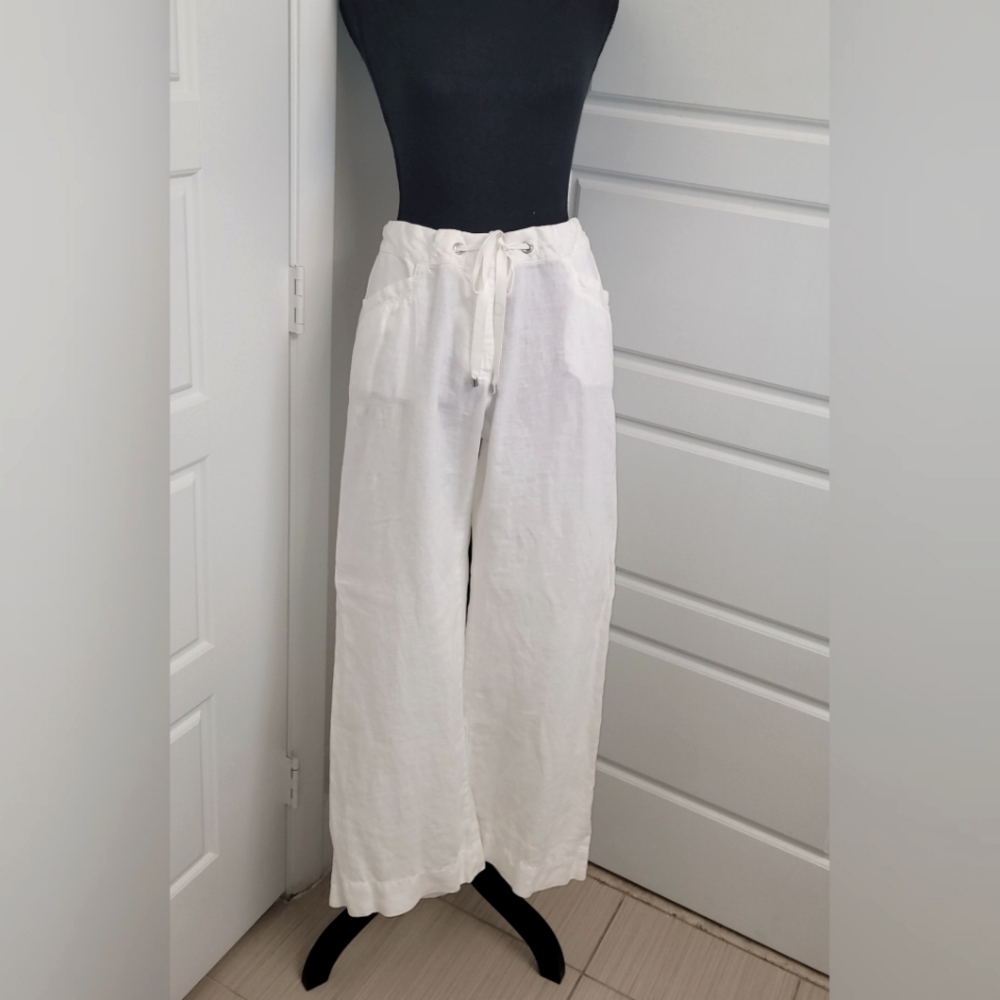 Ladies white linen pants